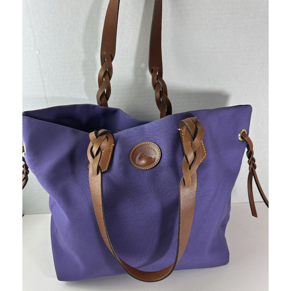 Dooney & Bourke Nylon Shopper Tote Bag Purple HTF Rare Color Large Shoulder Bag - Picture 4 of 15